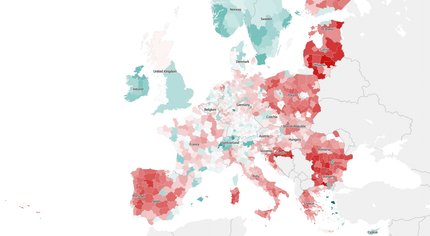 Cartographie de l'évolution projetée de la population en 2100 selon deux scénarios : avec ou sans immigration. Cartographie de l'évolution projetée de la population en 2100 selon deux scénarios : avec ou sans immigration.
